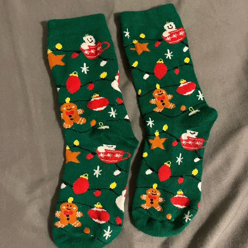 Festive Green Holiday Socks